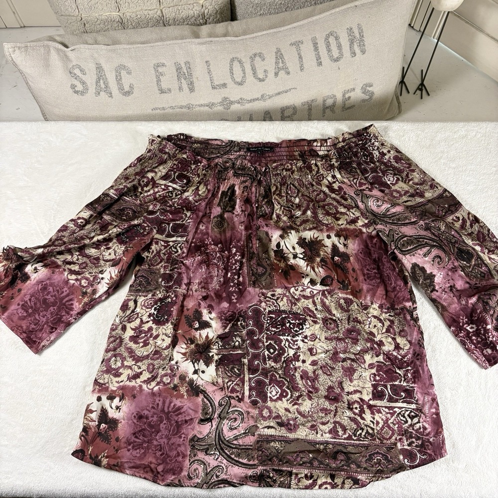Y2K Violet‎ & Claire Large Women's Top Boho Paisley Patchwork Flowy Whimsygoth